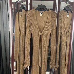 XOXO Vintage Open front Knit Cardigan with gold lamme fibers.Y2K